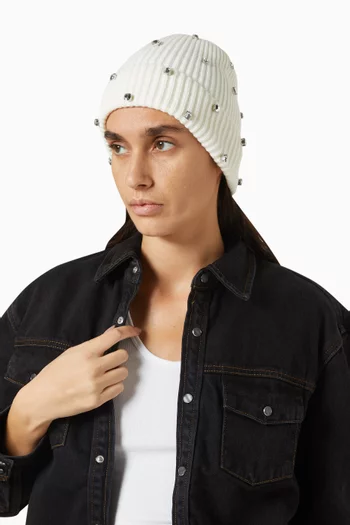 Crystal Embellished Beanie in Knit