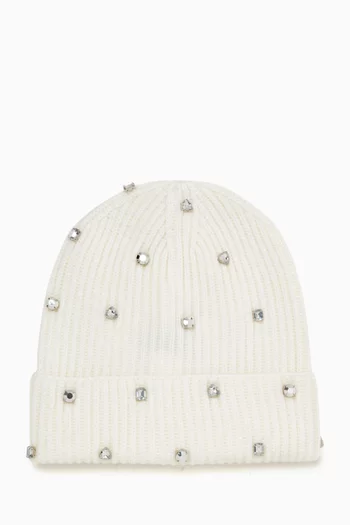 Crystal Embellished Beanie in Knit