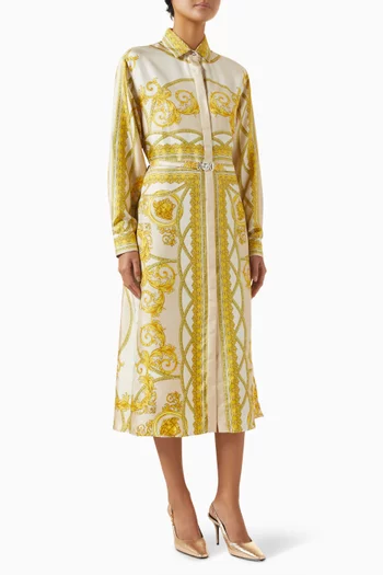 La Baroque Coupe Midi Dress in Silk Twill