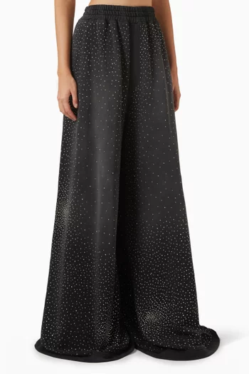 Rhinestone Wide-leg Pants in Cotton