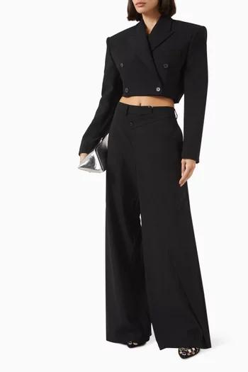 Wide-leg Pants in Wool-blend