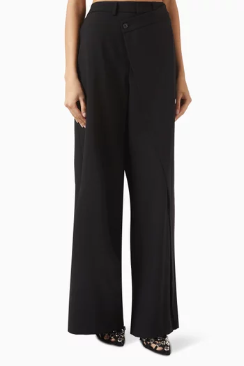 Wide-leg Pants in Wool-blend