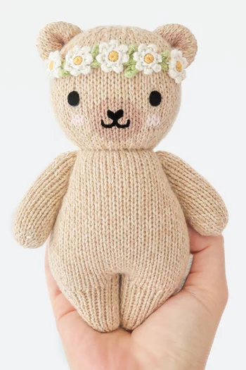 Baby Floral Honey Bear Soft Toy in Cotton