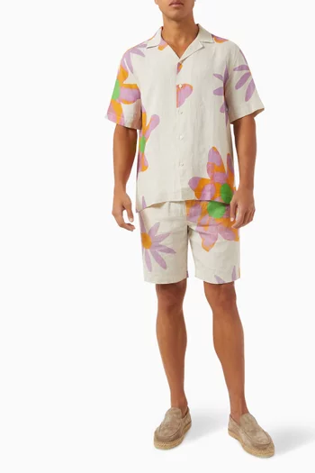 Roberto Floral-print Shirt in Linen