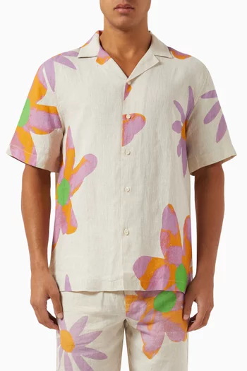Roberto Floral-print Shirt in Linen