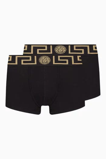 Greca Border Long Trunks in Stretch Cotton, Set of 2