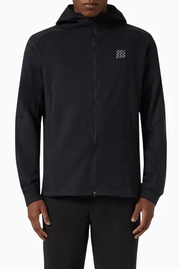 Embroidered Logo Hoodie in Recycled Tech