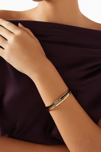 Signature Due Bangle Set in Enamel & Gold-tone Brass