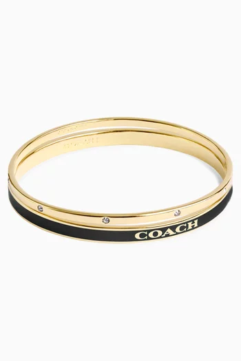 Signature Due Bangle Set in Enamel & Gold-tone Brass