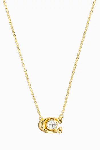 C Pendant Necklace in Gold-plated Brass