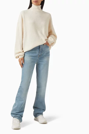 Waffle Roll Neck Sweatshirt in Nylon-blend Knit