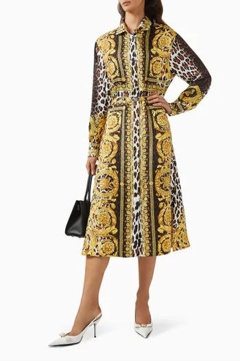 Wild Barocco Midi Shirt Dress in Silk