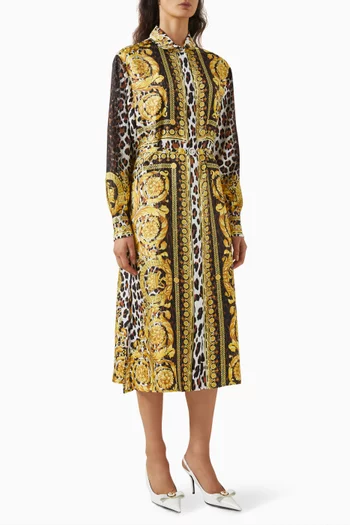 Wild Barocco Midi Shirt Dress in Silk