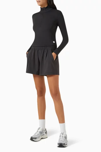 Studio Half-zip Crop Top in Stretch-knit