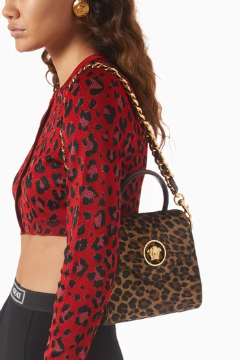 Small Leopard La Medusa Top-handle Bag in Calf Hair