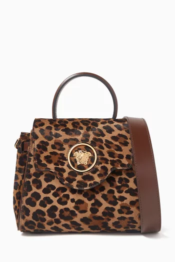 Small Leopard La Medusa Top-handle Bag in Calf Hair