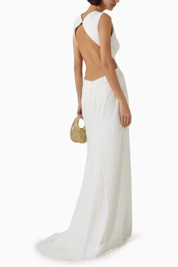 Tenney Pleated Waist Gown in Crepe
