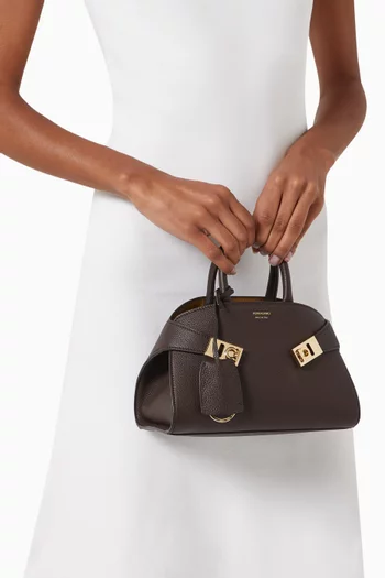 Mini Hug Top Handle Bag in leather