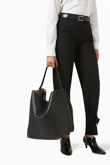 Belted Tote Bag in Leather