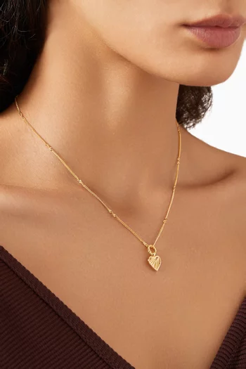 قلادة بدلاية ميني بتصميم قلب بارز الملمس نحاس مطلي ذهب عيار 18
