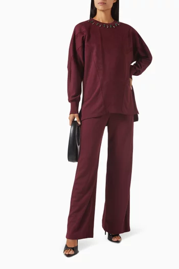 Crystal-embellished Top in Stretch Viscose-blend