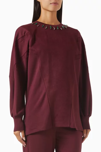 Crystal-embellished Top in Stretch Viscose-blend