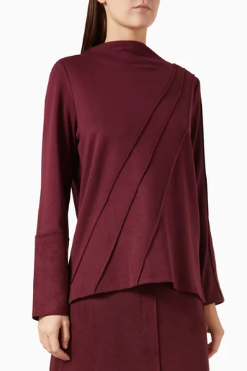 Pin-tucked Blouse in Stretch Viscose-blend