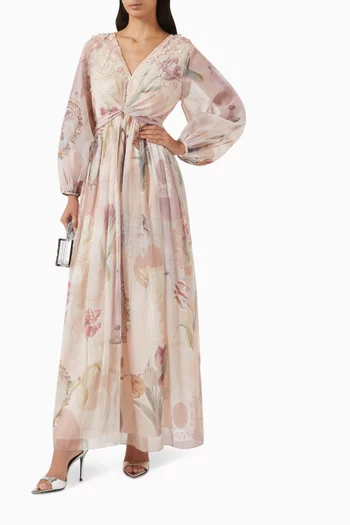 Zendaya Printed Maxi Dress in Chiffon