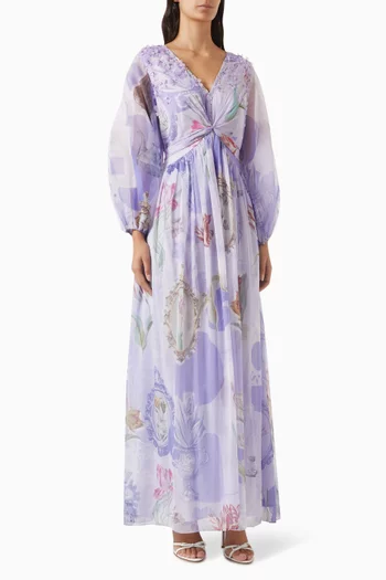 Zendaya Printed Maxi Dress in Chiffon