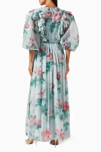 Bluer Floral-print Maxi Dress in Chiffon