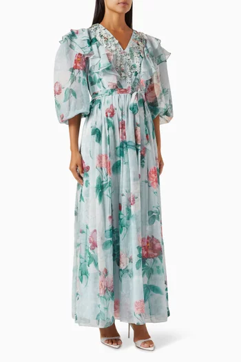 Bluer Floral-print Maxi Dress in Chiffon