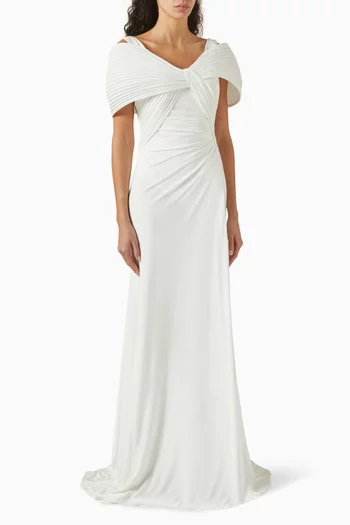 Pleated Draped Gown in Crepe