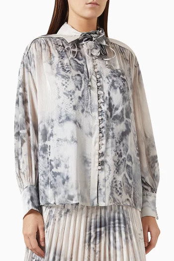 Printed Floral-tie Shirt