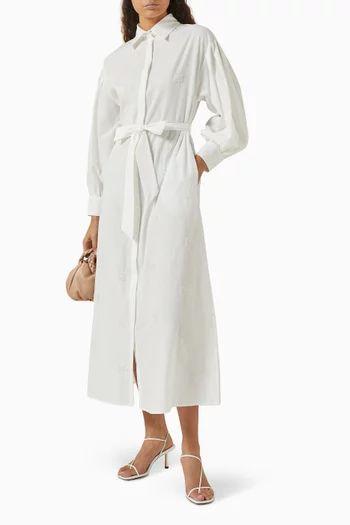 فستان بنمط قميص مطرز بخرز