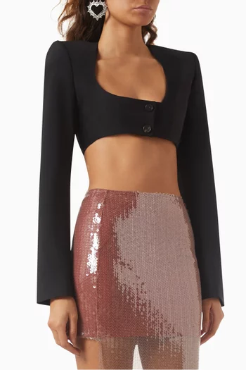 Crop Blazer in Virgin Wool Blend