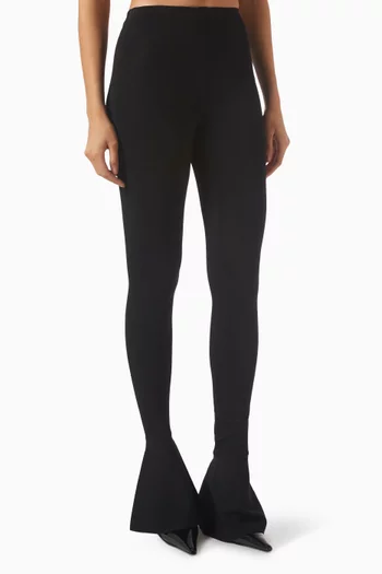 Flared-cuff Fitted Leggings in Viscose Knit Blend