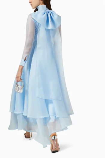 High Collar Tiered Gown in Organza