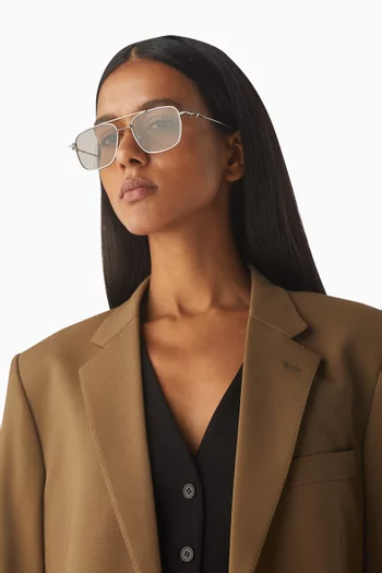 Double-bridge Square Sunglasses in Titanium