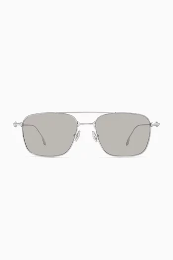 Double-bridge Square Sunglasses in Titanium