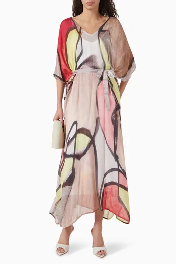 Organic-print Belted Kaftan