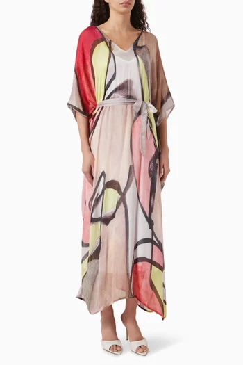 Organic-print Belted Kaftan