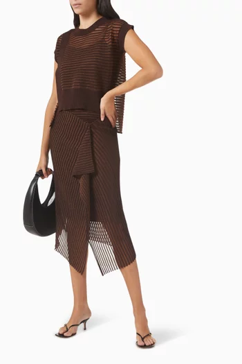 Asymmetric Midi Skirt in Mesh