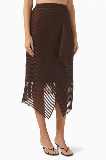 Asymmetric Midi Skirt in Mesh