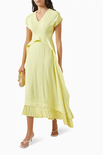 Frilled Panelled Midi Dress
