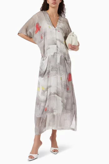 Abstract-print Kaftan