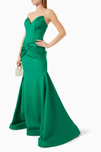 Strapless Twist-detail Gown