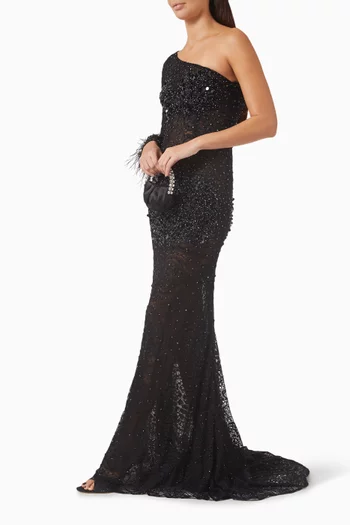 One-shoulder Embellished Gown