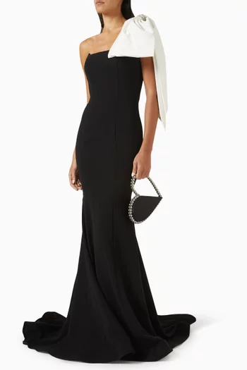 Embellished-bow Gown in Crepe