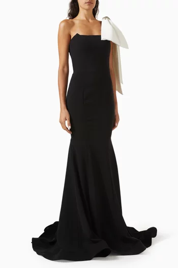 Embellished-bow Gown in Crepe