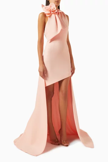 Open-back Train Dress in Scuba